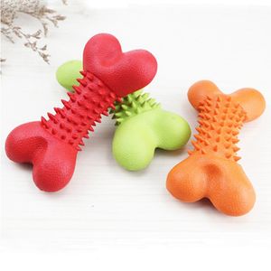 Bone Shape Pet Rubber Dog Cat Chew Toy Interactive Elasticity Bite Resistant Dog Teeth Clean Play Dog Chews Toys