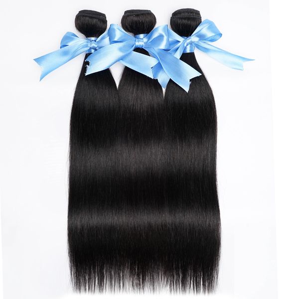 Osse raide cheveux humains 3 paquets 95g / pc brésilien remy vierge cheveux naturel noir 12-26 pouces mécanisme double trame pour les femmes