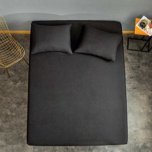 Bonenjoy 1 PC Drap de lit Ensembles King Black Matelas Couverture Feuille de couleur unie sur une bande élastique Feuilles de taille unique pour lit pour adulte 210626