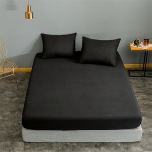 Bonenjoy 1pc couleur noire drap-housse simple/reine/roi taille drap de lit ensembles de lit solide Double s (pas de taie d'oreiller) 220514