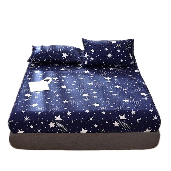Feuille de lit Bonenjoy 3pc avec taie d'oreiller imprimé géométrique équipé de couvercle de matelas en polyester en lin élastique 220217