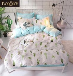 Bonenjoy vert Cactus ensemble de literie reine taille plante maison literie feuille simple linge de lit ropa de cama roi parure de lit housse de couette T20013497784