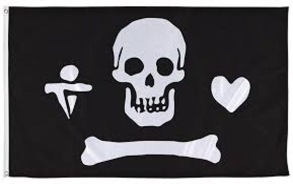 Os pirate crâne noir os croisés drapeau 5x3FT 150x90cm Polyester impression intérieur extérieur drapeau avec œillets en laiton 4010271