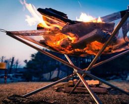 Feu feu de camp de camp de camp de camping en bois de poêle de poêle cadre en acier inoxydable en acier inoxydable maille incendie chauffage en bois extérieur chauffage x6311656