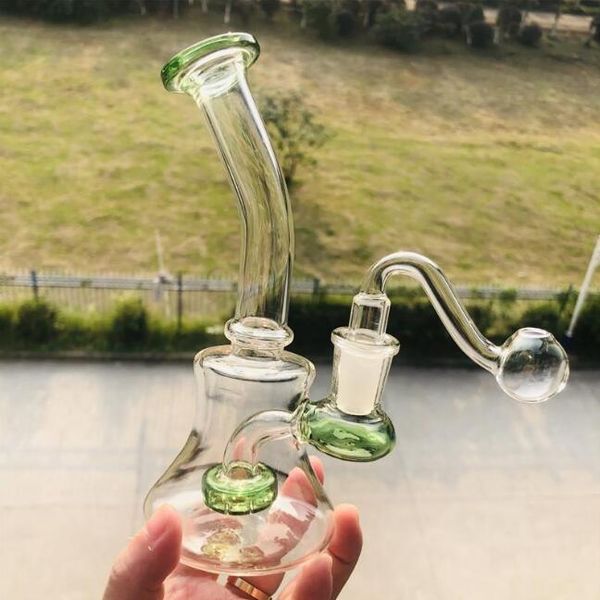 Bong mini recycleur dab rig verre tuyau d'eau petit violet bleu 14mm joint verre brûleur à mazout tuyaux pour fumer dabs barboteur