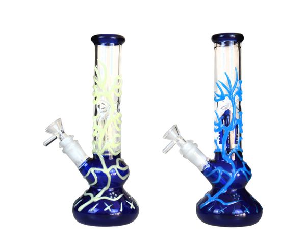 Luminous Beaker Bong glass water pipas para fumar bongs dab rig hookah Water Pipe ash catcher con junta de tazón de 14 mm 13 cm Downstem