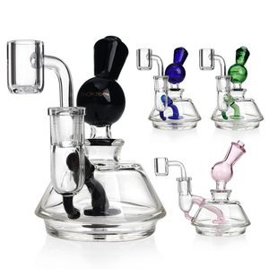 Bang en verre tampon à eau pipe d'eau 14 mm en verre banger mini fumer le narguilé givrage en verre heady bubblers recycler gréement d'huile avec piste de douche perc