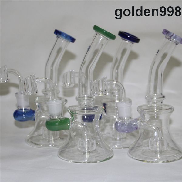 Hoodahs Bong Glass Glass Tubos de agua Pyrex Bongs con labios coloridos 14mm conjuntos conjuntos de precipitados de aceite de silicona DAB Jar