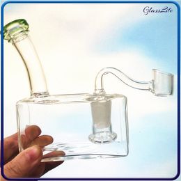 Bong fumer narguilé tuyaux recycleur Dab plate-forme nid d'abeille petit barboteur avec 14mm de long poignée bol sec Dabber outil