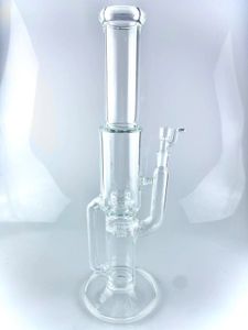 Bong Style fumer Hookahs Water Pipes clear 18 pouces 18mm joint ajouter un bol en corne, triple percs en ligne au capuchon de grille 360