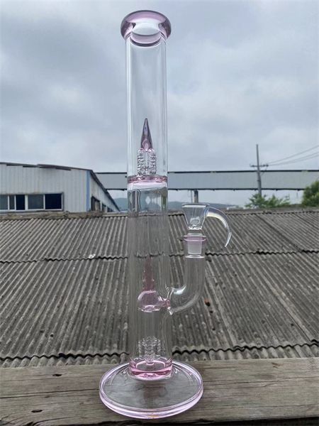 Bong Style fumar Hookahs Pipas de agua de color rosa Junta de 18 mm agregue un tazón blanco secreto, 4 brazos treecycler a 4 inv splash