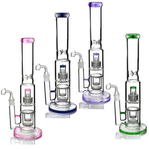 Stéréo Matrix Perc Verre Narguilés Tube Droit Bong Pipe À Eau Avec Percolateur En Nid D'abeille Accessoires Pour Fumer Tuyaux De Plate-Forme Pétrolière De Recyclage Épais Avec Banger De 18mm