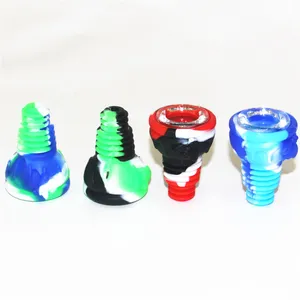 Bongs Silicone Slide Bowl Pour Narguilé Fumer Accessoires Calibre 14mm 18mm Mâle Avec Écran En Verre Insert Dab Pièces Tabac Cendre Catcher Bong Tuyau D'eau Dab Rig