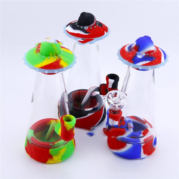 Bongs Tubos de agua Hookah Oil Dab Rig Tubo percolador 8.9 pulgadas Cachimbas de vidrio para bar Adulto Silicona Fumar Bong Regalo personalizado