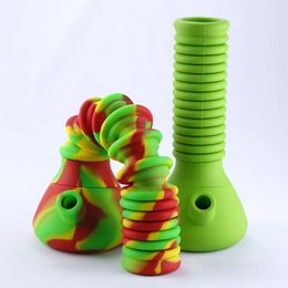 Bongs Pipas de agua Hookah Oil Dab Rig Fumar Percolador Tubo Creatividad 10.24 pulgadas Silicona Adulto Bong Personalizado Plegable Hookahs Regalo