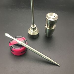 Titanium Banger Nails Bong Tool Set 14/18mm Domeless Grade 2 Fumeurs Nail Tach Cap Dabber Dab Plat Tuyaux d'eau en verre