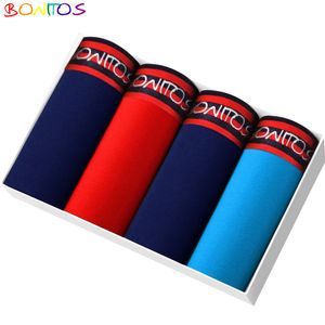 BONITOS Boxer Shorts Hommes 4 pcs / lot Sous-vêtements pour hommes Coton Hommes Pantalons Bambou Mariconera Calecon Caleçon Homme Sexy Bran LJ201110