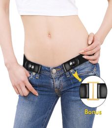 Bonjean Buckle elástica Cinturón de mujeres para jeans sin cinturón invisible de Bucklecomfortable sin bulto sin problemas 2pcslot5266205