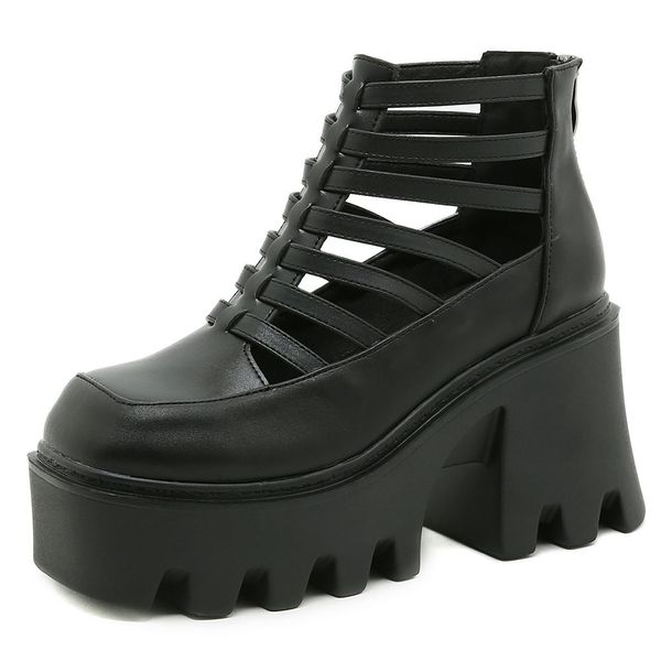 BONJOMARISA nouveautés plate-forme gros gladiateur femmes sandales découpe fermeture éclair Goth mode à la mode Punk décontracté dames chaussures