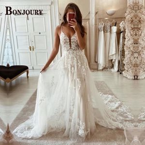 BONJOURY robes De mariée à la mode pour les femmes dos nu sans manches chérie Robe De mariée faite sur commande mariée formelle 240314