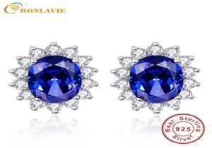 BONLAVIE 3ct blauwe tanzanite oorbellen luxe Kate Princess 925 sterling zilver verlovingsbruiloft oorknopjes Brincos D18926019858445