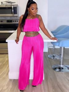 Bonnie Forest Elegante mouwloze gedrukte rcuhed Crop Top en Palazzo Pants Set Chic Tracksuit Female Clubwear Night Club Outfits 240424