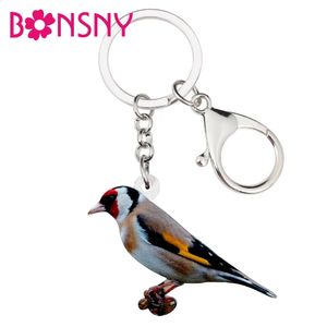 Bonsny acrylique européen Goldfinch Bird Key Chains Keychains Ring Fashion Animal Jewelry For Women Girl Car Bag Purse Charms Gift 240402