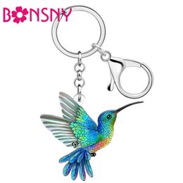 Bonsny Acrylique Hummingbird Keychains Key Chain Car Sac Ring Jewelry For Women Girls Kids Gifts Accessoires 240523