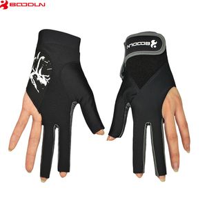 Boodun 1 pieza Billar Pool Shooters 3 dedos Manos izquierdas Guantes Lycra Billar Guante Snooker Instrumentos Billar Q0107