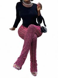 boofeenaa Pantalon tricoté à rayures noires et blanches pour femme Y2k Streetwear Sexy Taille haute Extra Lg Pantalon empilé C66-CF26 i0rS #