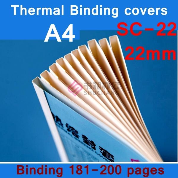 Couverture de livre 10PCSLOT SC22 couvertures de reliure thermique A4 colle 22mm 180200 pages machine 230425