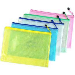 Boekomslag groothandel gaas zipper zakje document tas letter maat/a4 size zip bestand mappen waterdichte plastic enveloppen voor school officier otvlx