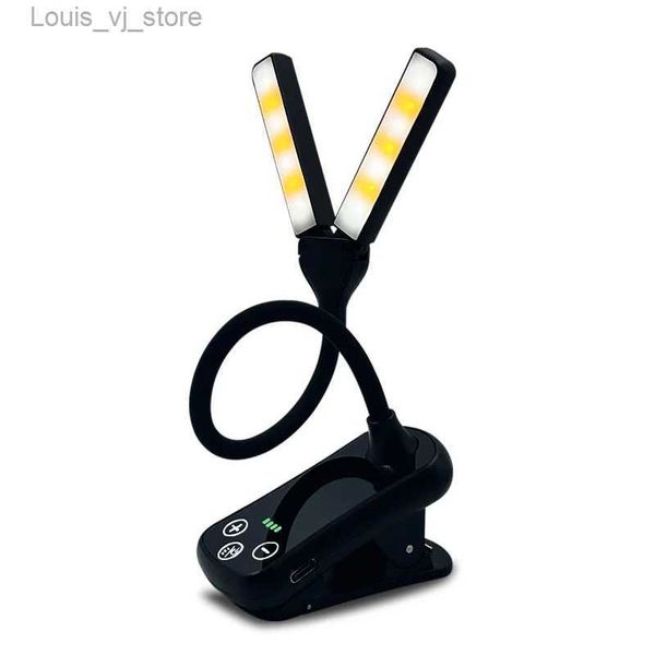 Luces de libro 14 LED Clip en luz de libro 3 colores 8 brillo Luz nocturna recargable USB Luz de lectura portátil Lámpara de libro Mini lámpara de escritorio YQ231130