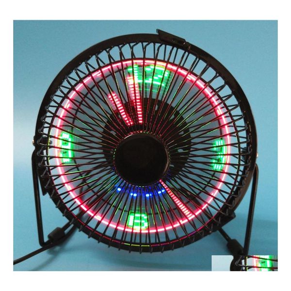 Lumières de livre Brelong Petit ventilateur de bureau avec horloge et affichage de la température Cadre en métal de 4 pouces Flash alimenté par USB LED Otifo personnel électrique