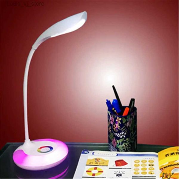 Luces de libros Lámpara de escritorio LED Lámpara de lectura Lámpara de mesa de control táctil de cuello de cisne flexible 5W 3 modos Cuidado de los ojos RGB Luz de noche para dormitorio Oficina YQ231130