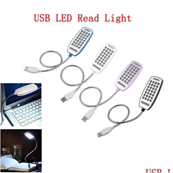 Lampes de lecture Lampe de lecture USB avec 28 LED 5V Flexible col de cygne Mini lumière pour ordinateur portable ordinateur portable PC ordinateur livraison directe éclairage Indo Dhvrw