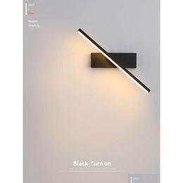 Boekverlichting Wandlamp Led-nachtkastje Hoofdeinde Voor Leesverlichting 30 Cm Zwart Wit Aluminium Roterende Hoek Schansen Drop Delivery Indoo