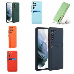 Handgevoel Kaartsleuf Zacht TPU-hoesjes voor iPhone 15 Pro Max Samsung S23 FE Ultra Plus A54 A14 5G Mode Huidgevoel Credit ID Zak Mat schokbestendig Telefoon achterkant