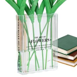 Vase de livres pour fleurs Verre Transparent Vases Decorative Hydroponic Plant Vase Creative for the Wall Glass Fridge et Windows 240415