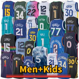 BOOKER 30 Curry Basketball Kyrie Irving Lillard Ball JOKIC Butler Durant Joel Embiid Tatum #Shai Chemises respirantes Jeunes Enfants Hommes