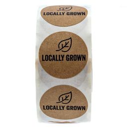 Bladwijzer 1 inch ronde natuurlijke kraft lokaal geteelde stickers / gegroeide lokale etiketten 500 per rol