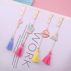 Bookmark 2pcs Girly Style Legering Pendant Small Fresh Decor Book Clip Chain Diy Page Map Leren Essay Mark Gift