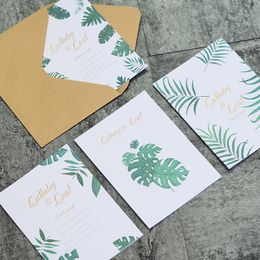 Signet 5 pièces série de plantes créatives cartes postales en papier papier à en-tête carte de Message salutation A vert universel quatre