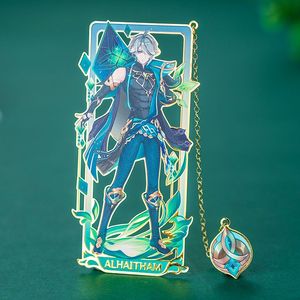 Marcador Alhaitham Bookmarks Anime Genshin Impacto Juego Figura Creatividad Charms Página Página de la aleación Paticinería Suministro de suministros 230816