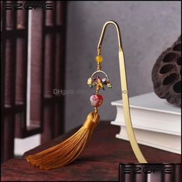 Bookmark Bookmark Desk Accessories Office School Leveringen zakelijke industri￫le ezone creatieve Chinese stijl klassieke Tassel Metal Nove Dhxtn