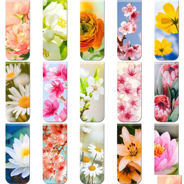 Bookmark Bookmark La fleur signets magnétiques Clips marqueurs de page floraux assortis pour les lecteurs de bureau à domicile de l'école étudiants aimant Th Dhvfj