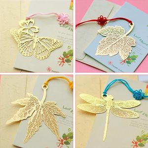 Marcador lindo Gold Metal Leaf Vein Dragonfly Hojas de libros para regalos de negocios de lujo con tarjetas Estudiante de maestros