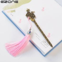 Bookmark EZONE 1PC retro briefpapier voor school 2022 levert Chinese stijl klassieke kwast metalen handgemaakte geschenken
