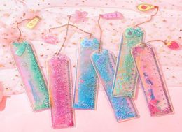 Bookmark Kawaii Cat Cherry Blossoms Bookmarks 15 cm Ruler Glitter Quicksand Book Mark for Kids Gift School Office Supplies Statione7732035