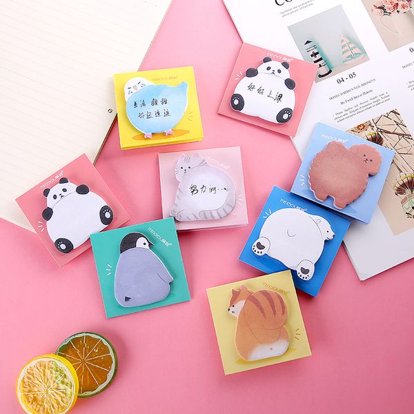 Marcador Mengtai 30 hojas Lindo Animal Butt Sticky Notes Bloc de notas Marcadores Kawaii Cat Penguin N Times Suministros de papelería de oficina Drop Smttj